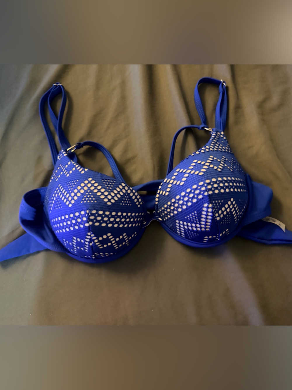 Ina Blue Patterned Molded Cup Swim Top (NWOT)